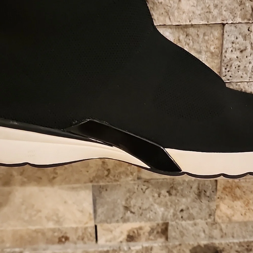 Zara Over-the-Knee Fabric  Black & White Sneakers